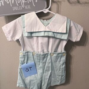 Adorable White and Light Blue Baby Outfit